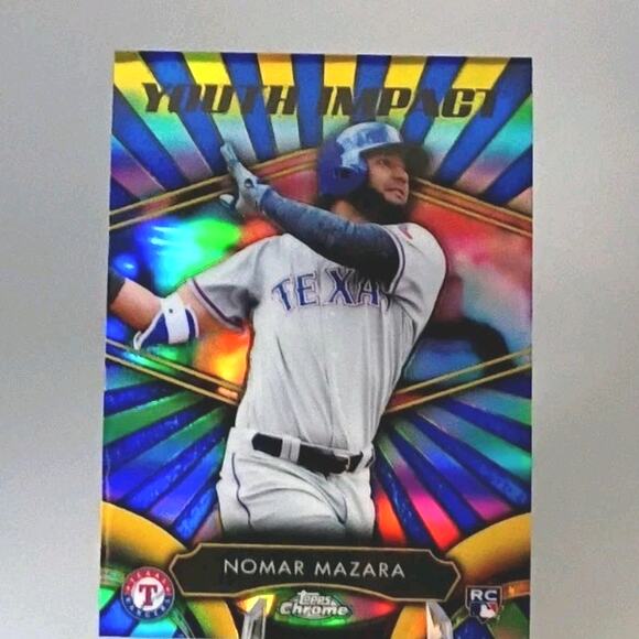 2016 Topps Chrome - Youth Impact Nomar Mazara #YI-13 (RC) REFRACTOR - Picture 4 of 7